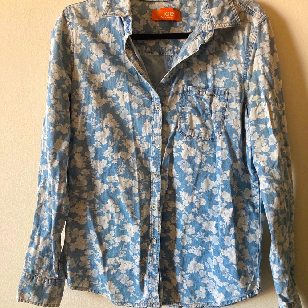 Floral chambray button up